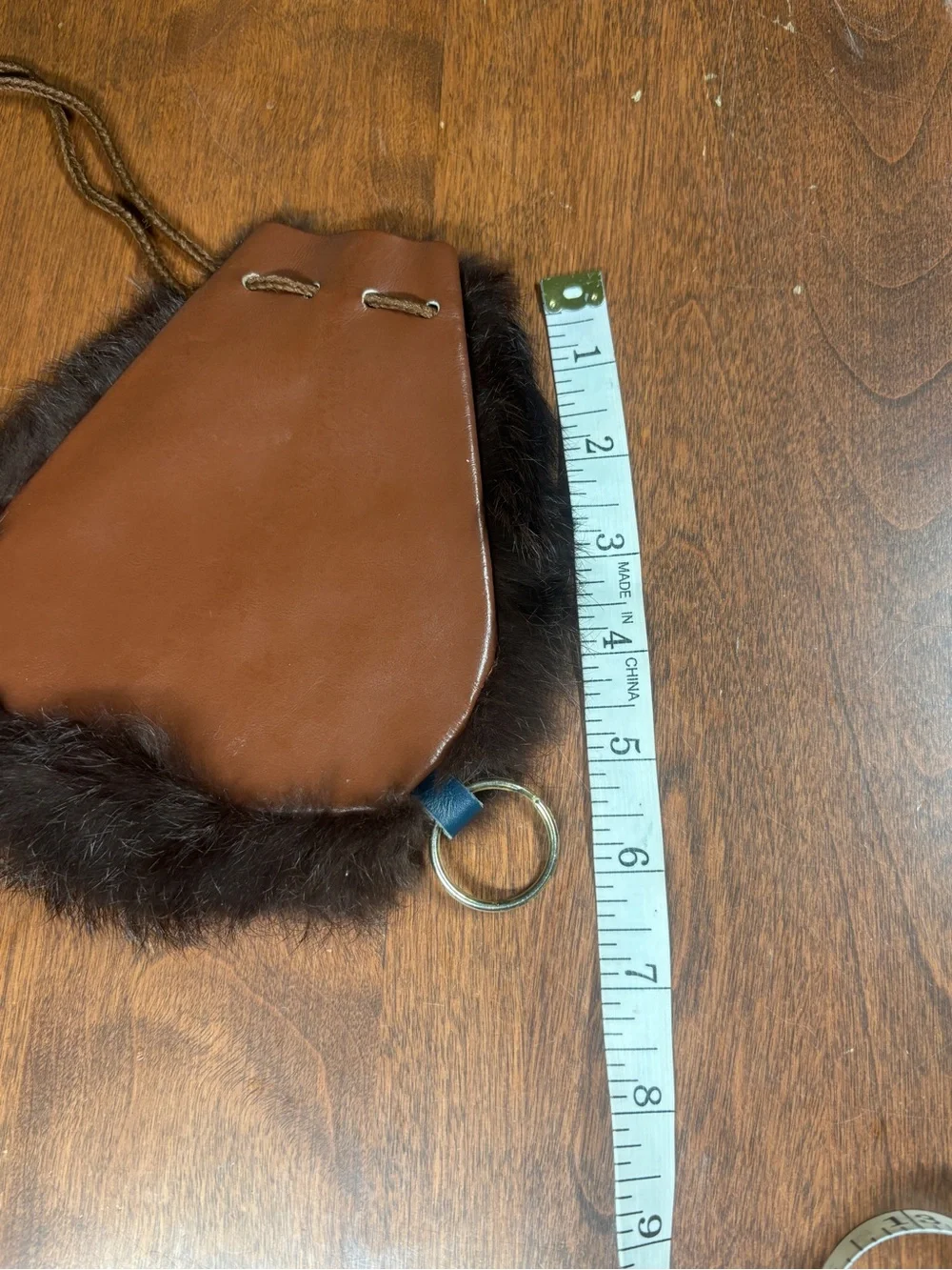 VINTAGE GENUINE FUR & LEATHER DRAWSTRING SPORRAN POUCH